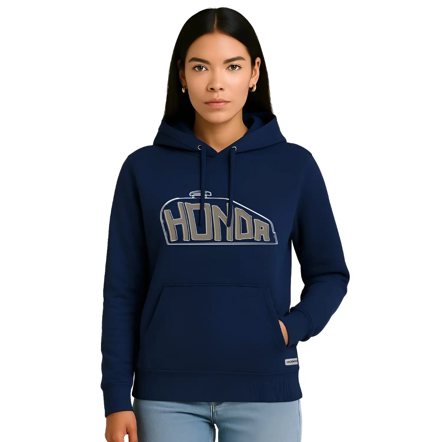 Honda Fuel Tank Hoodie Navy Blue | Modelled Front | Honda Direct