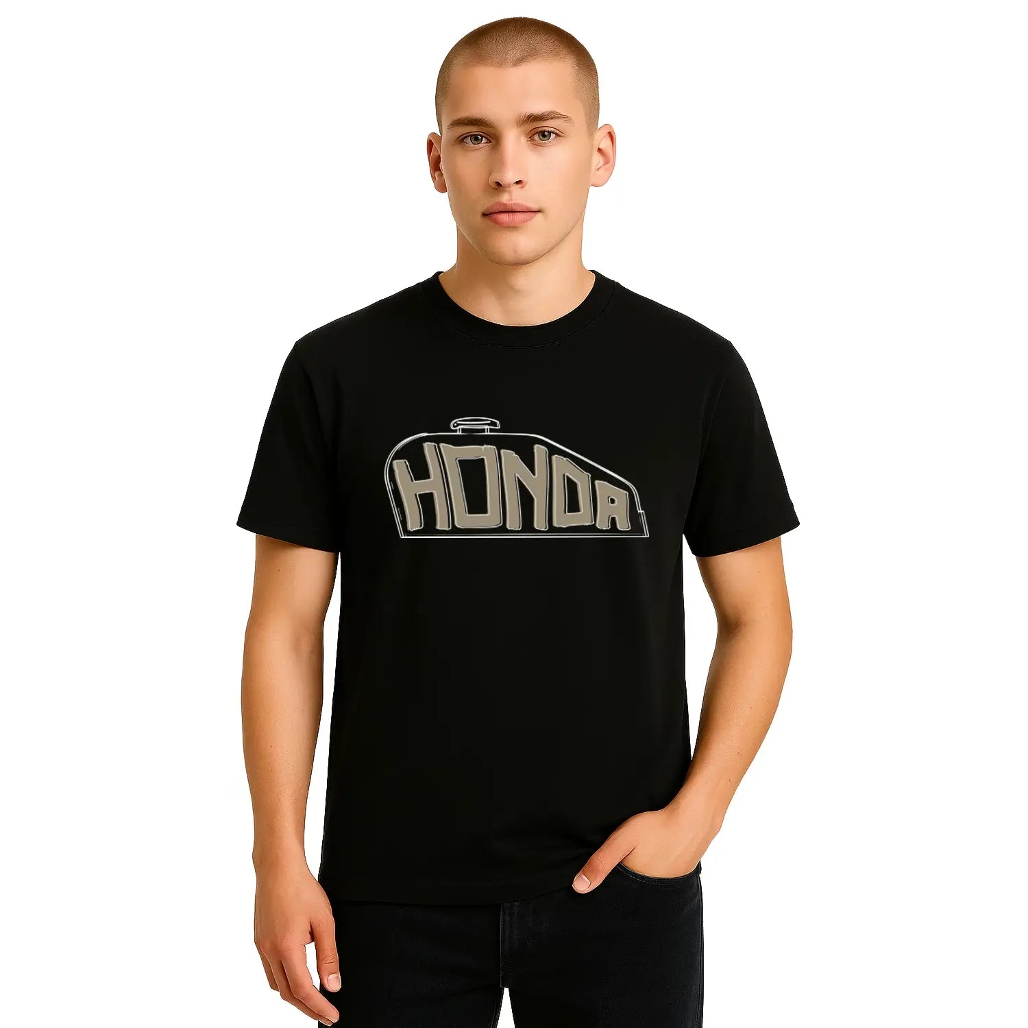 Honda Fuel Tank T-Shirt Black | Modelled Front | Honda Direct