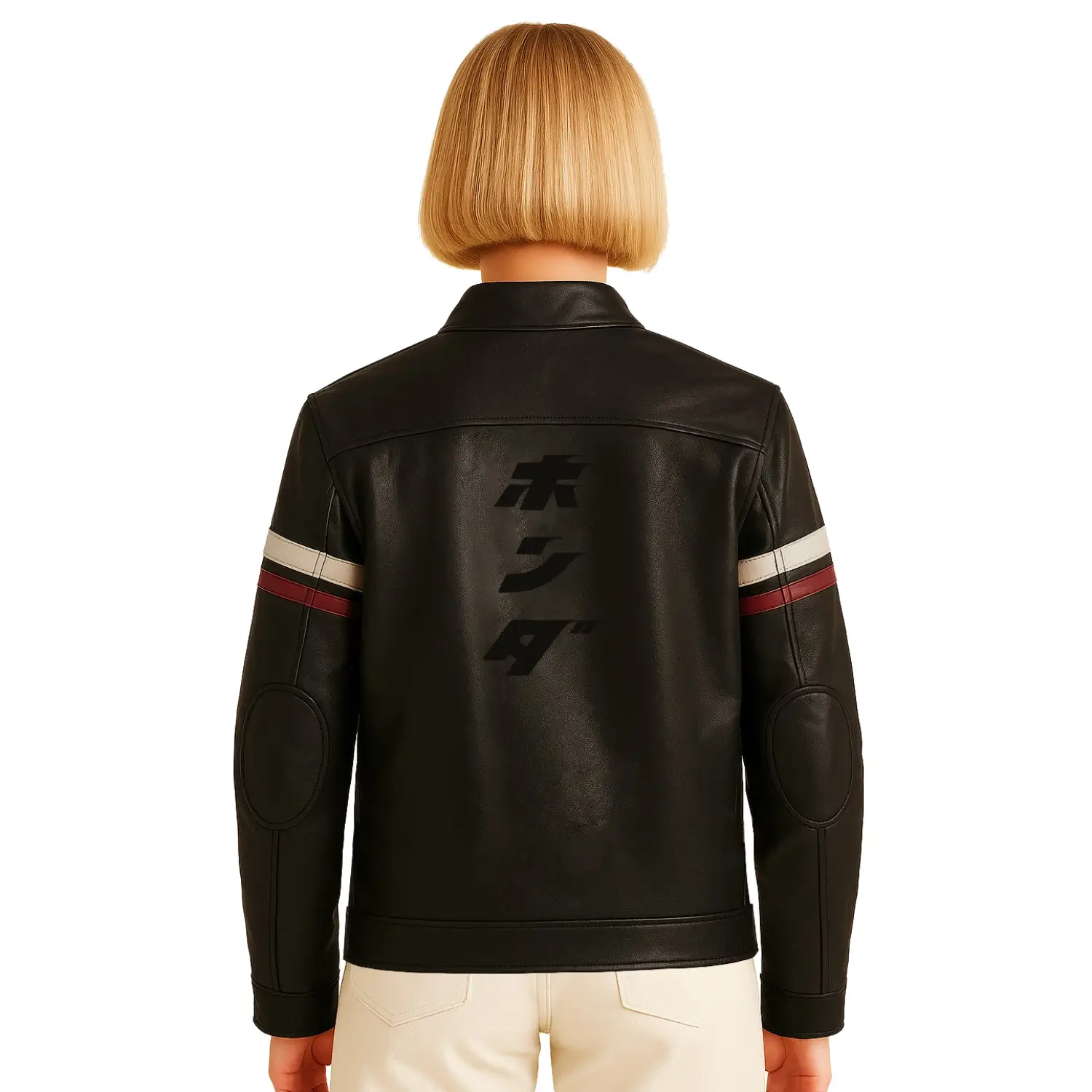 Honda Heritage Leather Jacket Black | Modelled Rear | Honda Direct