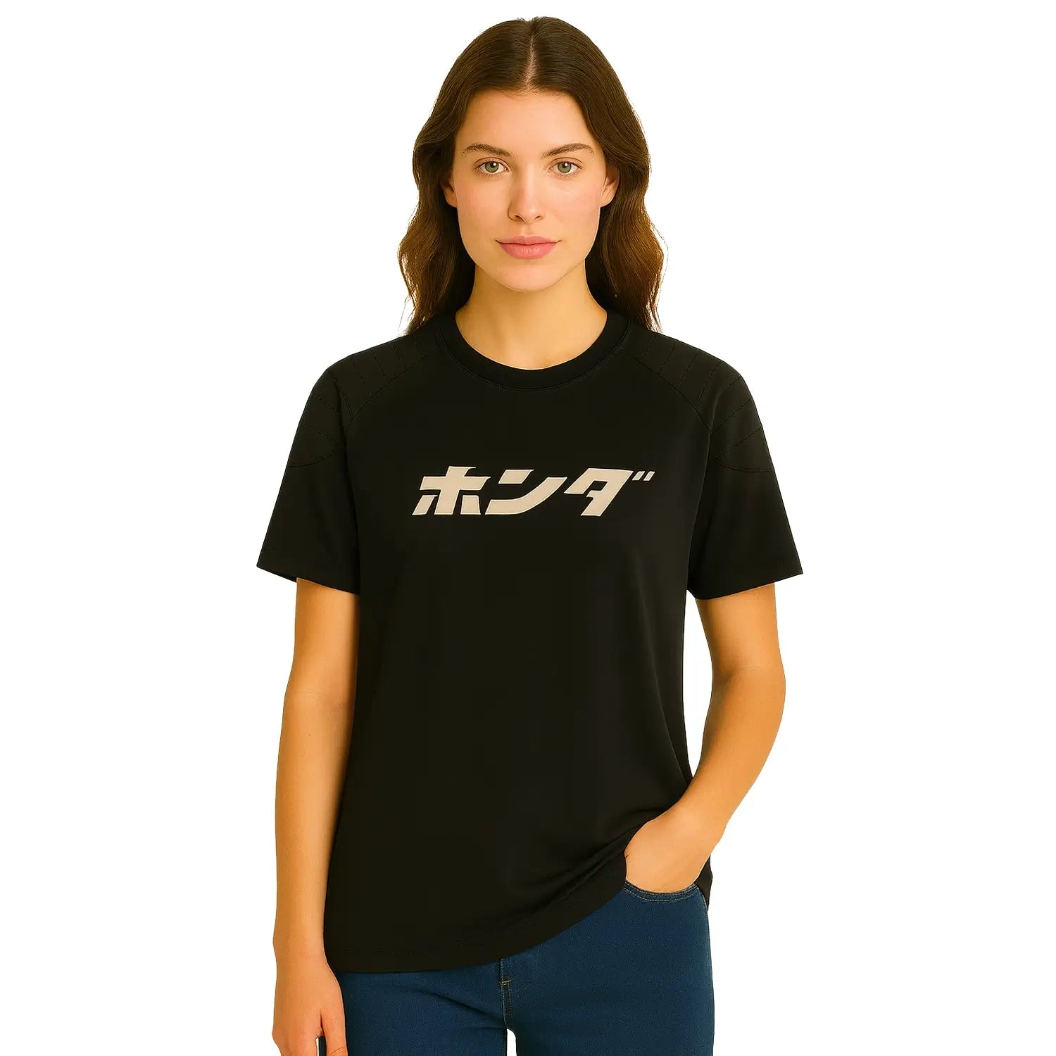 Honda Japanese Logo T-Shirt Black | Modelled Front | Honda Direct