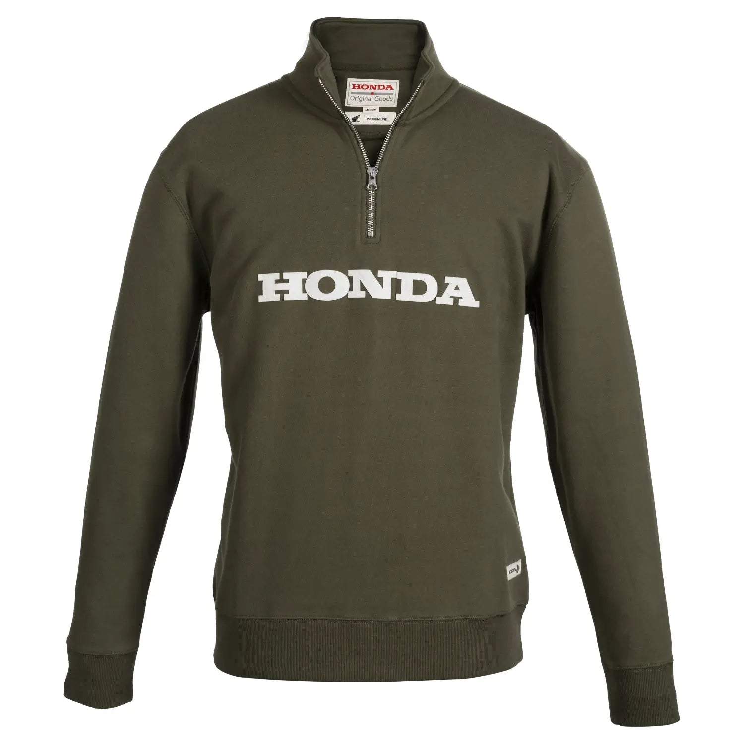 Honda Quarter Zip Sweatshirt Olive Green | Front | Honda Direct